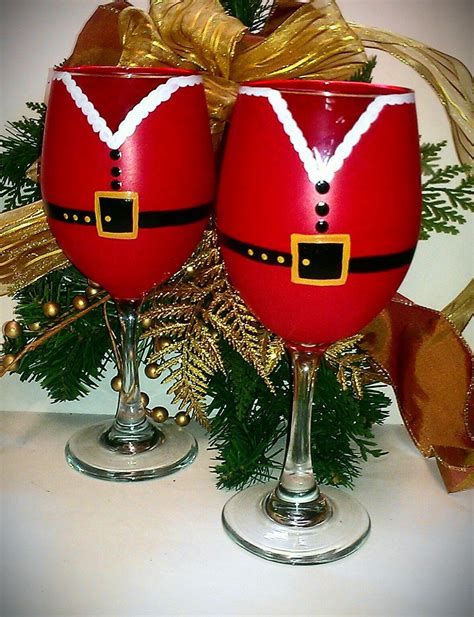 Santa Claus Hand Painted Wine Glasses By Kraftymamaboutique On Etsy