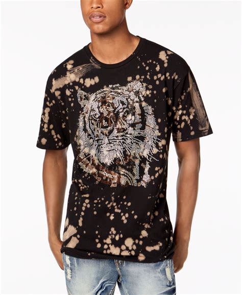 reason clothing mens  shirt graphic rhinestone tiger animal tee xl