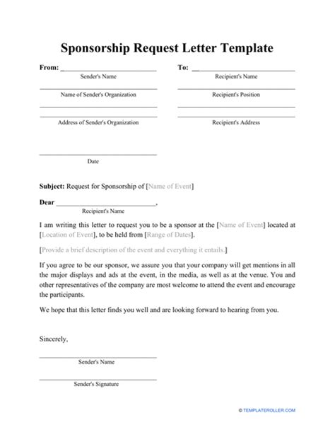 sponsorship request letter template fill  sign
