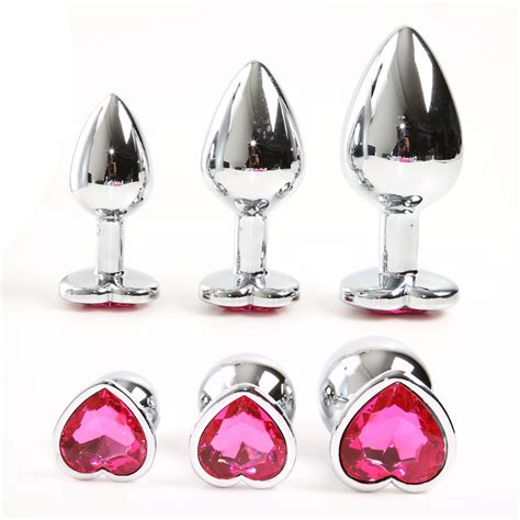 adult sex toys multiple color heart shaped stainless steel metal plug