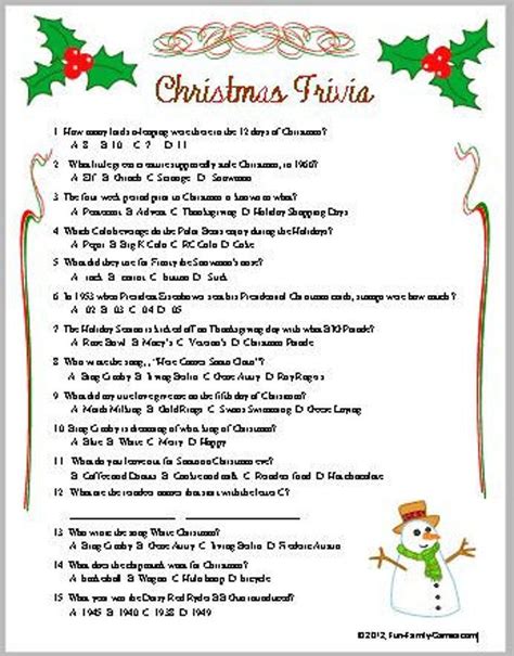 printable christmas trivia game
