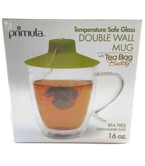Primula Double Wall Glass Mug And Tea Bag Buddy Temperature Safe 16