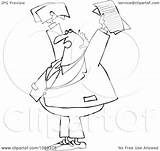 Holding Outlined Documents Shouting Illustration Business Man Royalty Clipart Djart Vector sketch template