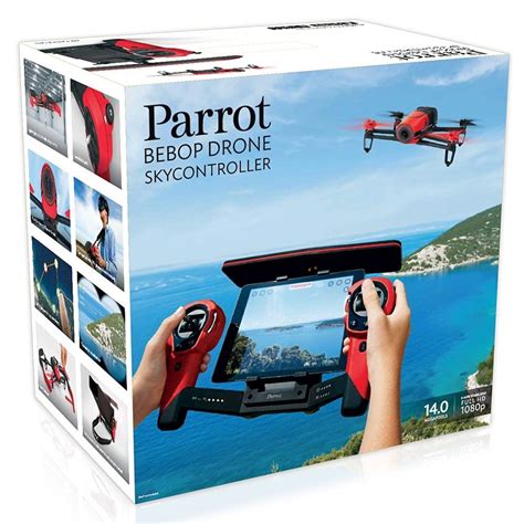 parrot bebop drone quad copter sky controller set red  fish eye lens camera parrot