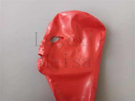3d Clipping Head Latex Masks Red Rubber Hoods Open Eyes Mouth And