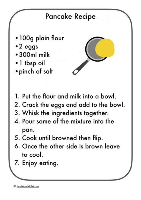 pancake recipe easy  follow printable teaching resources print