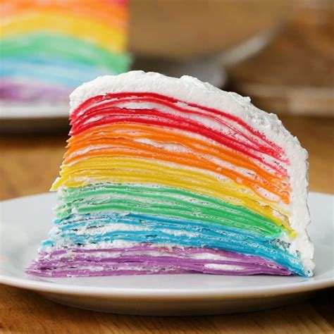 rainbow crepe cake recipe  tasty recipe desserts crepe cake