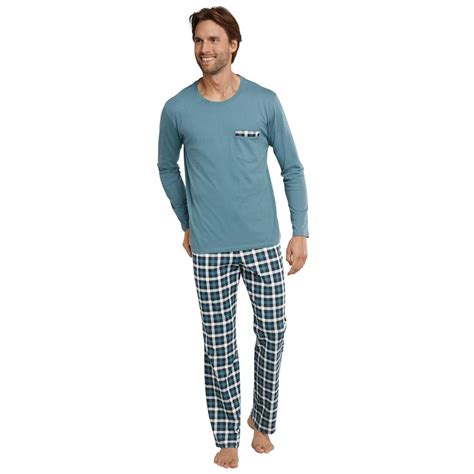 heren pyjama schiesser turquoise  de mooiste pyjamas nachthemden ondermode en meer