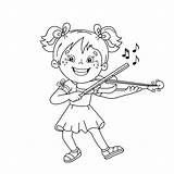 Violin Playing Instruments Coloring Drawing Outline Girl Musical Cartoon Pages Dis Simple Kids Template Book sketch template