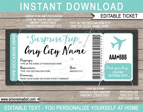 printable airline ticket template collection