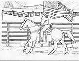 Coloring Pages Horse Rodeo Riding Flag Cowgirl Girl Color Horses Kids Drawing Printable Barrel Racing Printables Horseback Rocks American Sheets sketch template