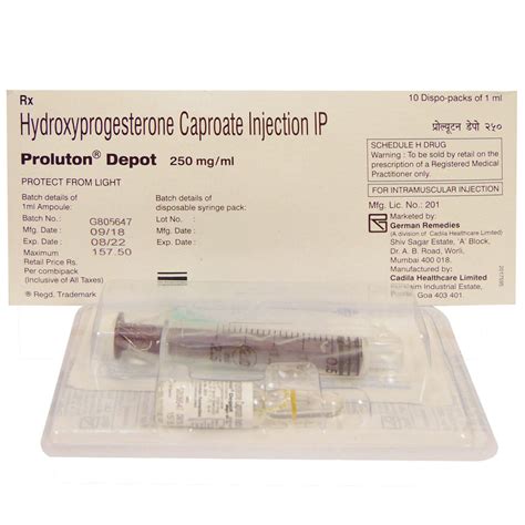 proluton depot  mg injection  ml  side effects price