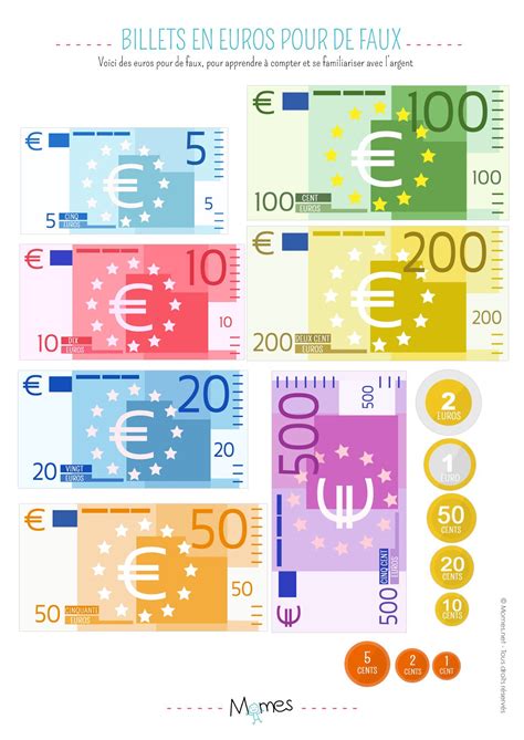 pieces  billets euros  imprimer primanyccom