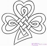 Celtic Knot Clover Shamrock Drawing Draw Coloring Pages Irish Designs Heart Step Tattoo Patterns Tattoos Knots Leaf Line Print Quilt sketch template