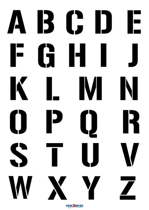 printable letter stencils  block  small font
