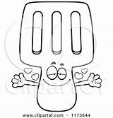 Mascot Wanting Spatula Hug Loving Clipart Cartoon Cory Thoman Outlined Coloring Vector Collc0121 Royalty sketch template