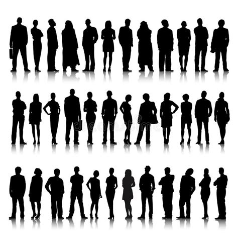 standing silhouette of crowd of business people stock vector illustration of posing female
