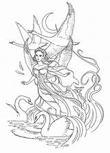 Swan Coloring Princess Drawing Lake Pages Ink Instant Getcolorings Odette Fantasy Getdrawings Color sketch template