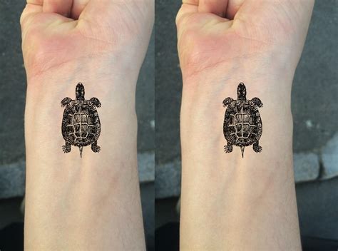 temporary tattoo set   wrist size tattoos turtle fish etsy