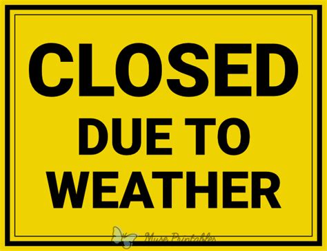 printable closed due  weather sign