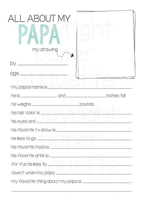papa printable fathers day gift fill  etsy diy