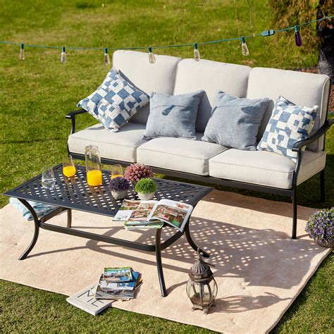 piece outdoor  seater sofa  coffee table conversation set walmartcom