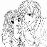 Coloring Couple Anime Pages Manga Via Deviantart sketch template