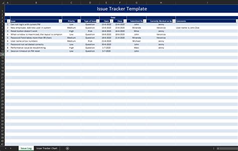 issue tracker template  excel