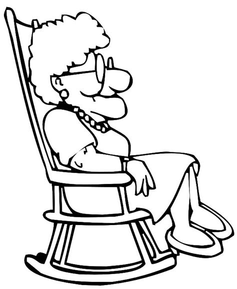 grandmother sitting  rocking chair coloring pages color luna