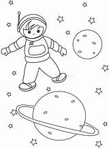 Coloring Astronaut Boy Kids Illustration sketch template
