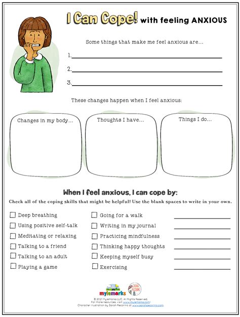 coping skills  anxiety worksheets printable form templates  letter