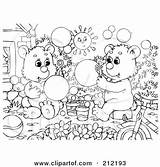 Coloring Bear Blowing Bubbles Clipart Cubs Outline Royalty Illustration Bannykh Alex Bubble Rf Poster Print 2021 Clipartof sketch template