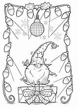 Christmas Coloring Gnome Pages Adult Colors Noel Xmas sketch template