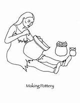 Coloring Pages Thanksgiving Wampanoag Native People Clay Pots Pottery Cooking Traditional American Symbols America Woman Potters Popular sketch template
