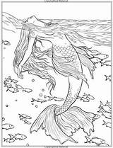 Coloring Pages Mermaid Fantasy Adult Mythical Mermaids Book Books Choose Board Tattoo sketch template