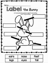 Easter Kindergarten Worksheets Worksheet Bunny English Pages Label Kids Activities Spring April Literacy Labeling Printable Coloring Parts Cut Paste Egg sketch template