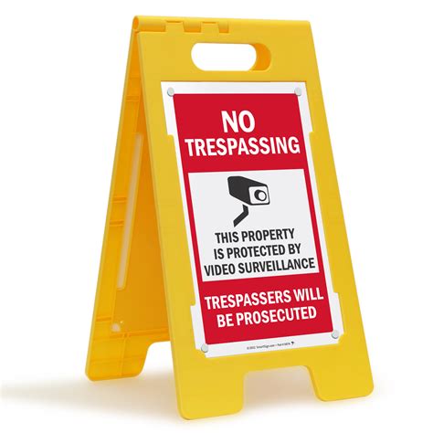 no trespassing video surveillance portable floor sign sku