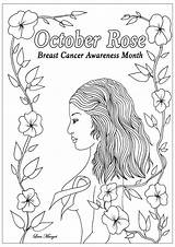 Coloring October Pages Adults Stress Rose Anti Cancer Breast Adult Zen Awareness Color Margot Leen Created Exclusive Month Version Print sketch template