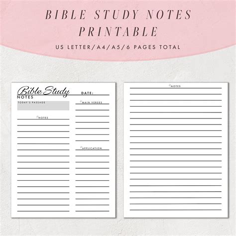 buy bible study notes template printable bible study journal pages