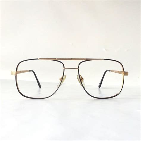 vintage 90 s nos square eyeglasses gold metal frames black enamel