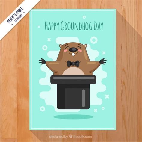 vector happy groundhog day card