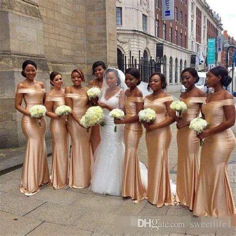 african off the shoulder mermaid bridesmaids dresses 2019 new gold