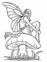 Fairy Coloring Pages Fairies Printable Boy Tattoo Outline Adult Mushroom Color Colouring Woodland Clip Sitting Kids Books Sheets Huge Getdrawings sketch template