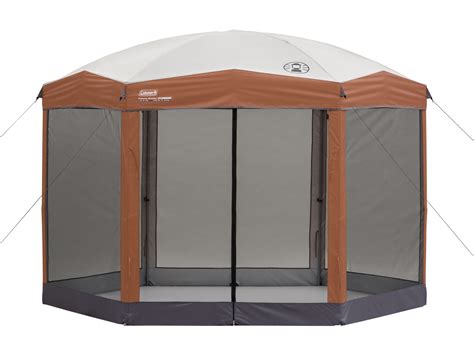 coleman    hexagon screened instant shelter orange tan