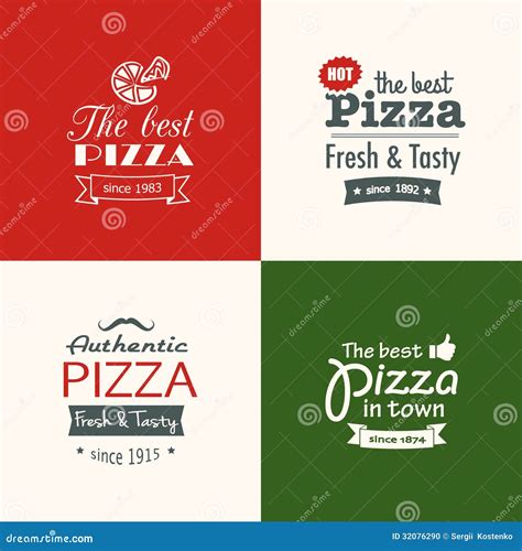 set  premium quality pizza labels stock vector illustration  classic italy