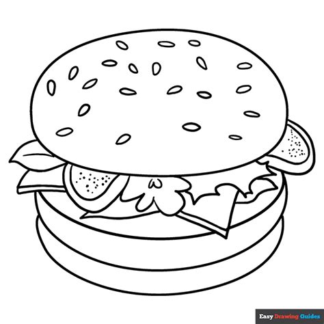 burger coloring page easy drawing guides