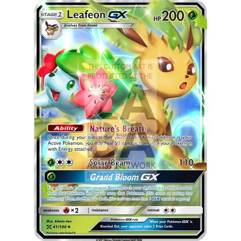 Leafeon Gx Custom Pokemon Card Zabatv