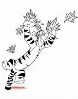 Tigger Coloring Fall Pages Leaves Playing Funstuff Disneyclips sketch template