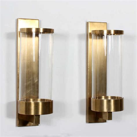pair  modern cylinder glass  brass wall sconces sconces modern candle sconces interior