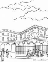 Train Station Coloring Scene Pages Color Outside Railway Print Hellokids Trains sketch template